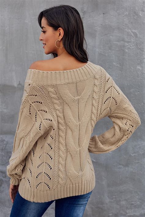 US$ 13.78 Dropship Khaki Chunky Oversized Pullover Sweater