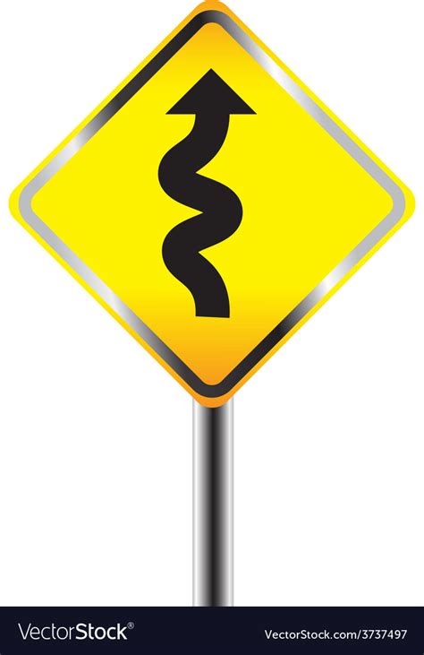 Traffic Sign With Winding Road Royalty Free Vector Image