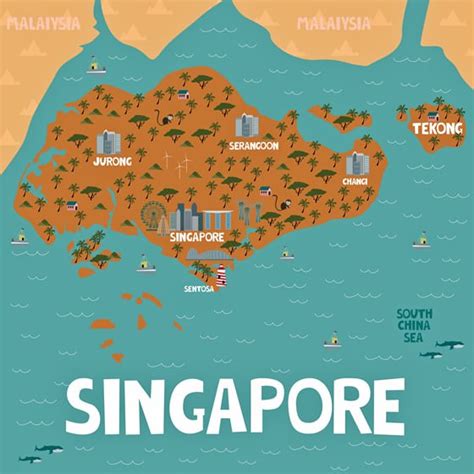 Singapur Karte der wichtigsten Sehenswürdigkeiten OrangeSmile
