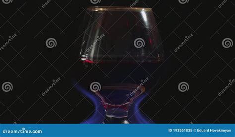 Red Wine In A Glass On Fire Stock Image Image Of Blue Glowing