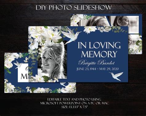 Diy Memorial Photo Slideshow Powerpoint Blue White Flowers Etsy