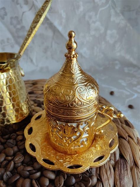 Turkish Coffee Set Gold Copper Coffee Pot Turkish Arabic Etsy