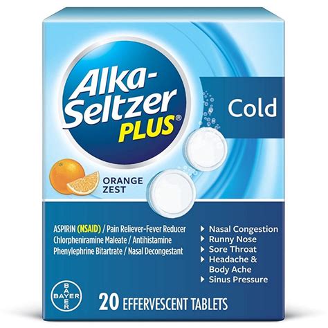 Alka Seltzer Plus Cold Medicine Effervescent Tablets With Pain