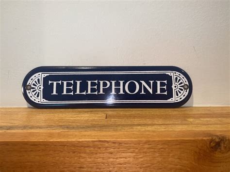 Vintage Porcelain Telephone Sign Ande Rooney Etsy