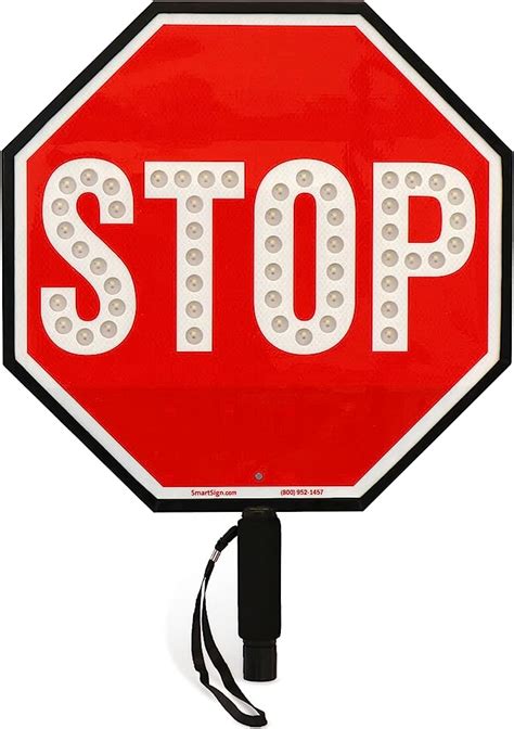Smartsign Led Stop Paddle Reflective Hand Held Stop Sign