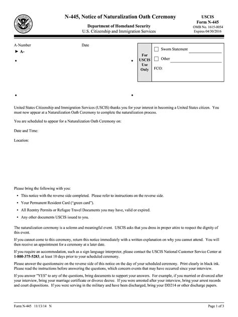 Uscis N 445 2014 2022 Fill And Sign Printable Template Online Us