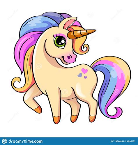 Cute Little Unicorn Vector Illustration Isolated On White Background