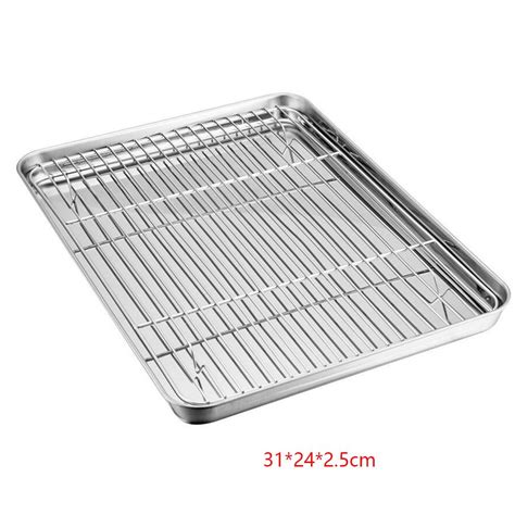 New Stainless Steel Baking Oven Trays Cooling Grill Rack Oil Drain