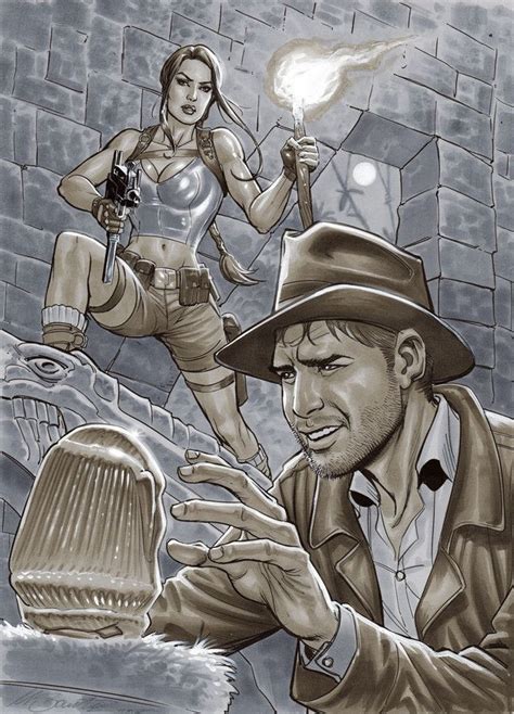 Indiana Jones And Lara Croft By Marco Santucci Avec Images Croft