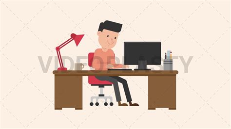 Man Working At His Desk Animation Mov And  Youtube