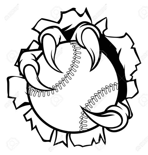 A Black And White Illustration Of A Baseball Ball Ripping Through The