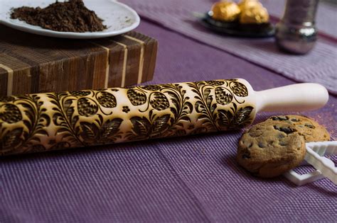 Strawberry Pattern Rolling Pin Embossed Rolling Pin Engraved Etsy
