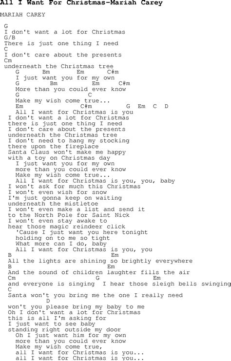 Mariah Carey All I Want For Christmas Is You Lyrics And Chords