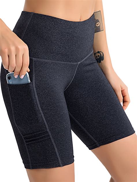 Sexy Dance High Waist Tummy Control Workout Yoga Shorts Side Pockets For Women Compression