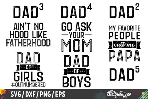 Dad Life Bundle - 20 Funny Dad Quotes SVG DXF PNG Cut Files (575331