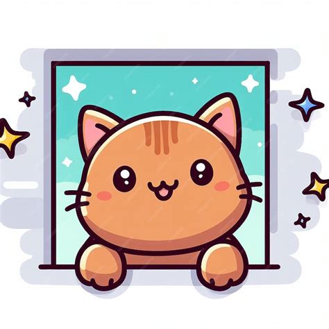 Premium Vector Funny Pussy Kitty Cat Character In Kawaii Cartoon Style
