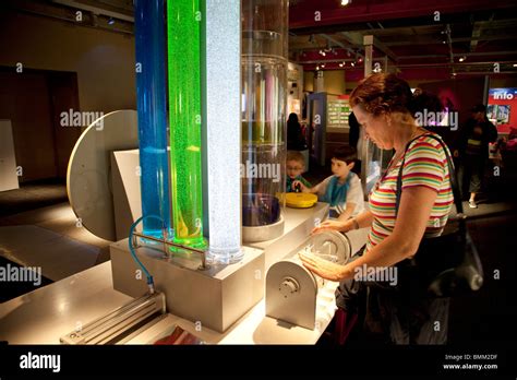 The Science Museum London People Using Interactive Exhibits Stock