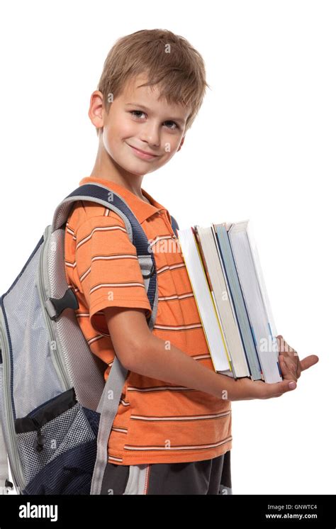 Boy Holding Books Stock Photo Alamy