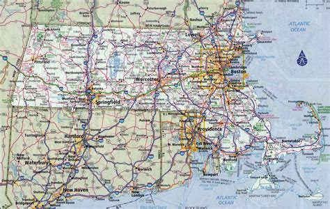 Large Detailed Roads And Highways Map Of Massachusetts