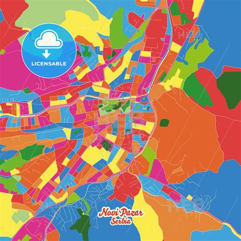 Novi Pazar Raška Serbia Crazy Colorful Map Print Template In 2022