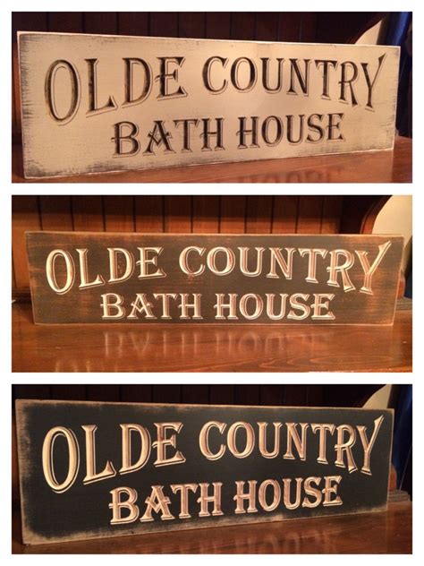 Custom Carved Wooden Sign Olde Country Bath House 24x75 By