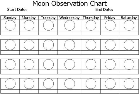 Moon Observation Chart With Space To Label Phase Moon Phase Calendar