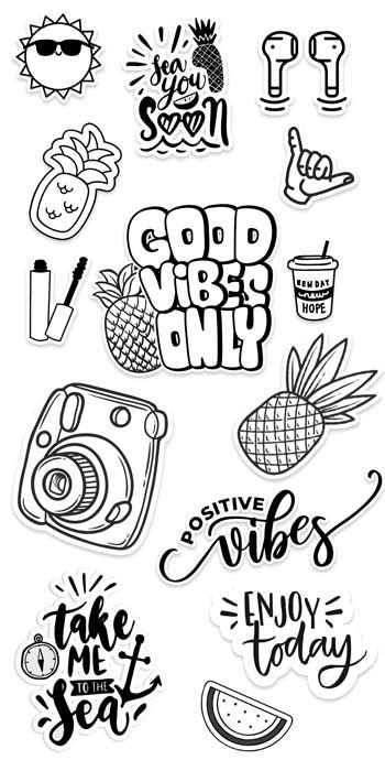 🖤 11 Black And White Aesthetic Stickers Printable 2022