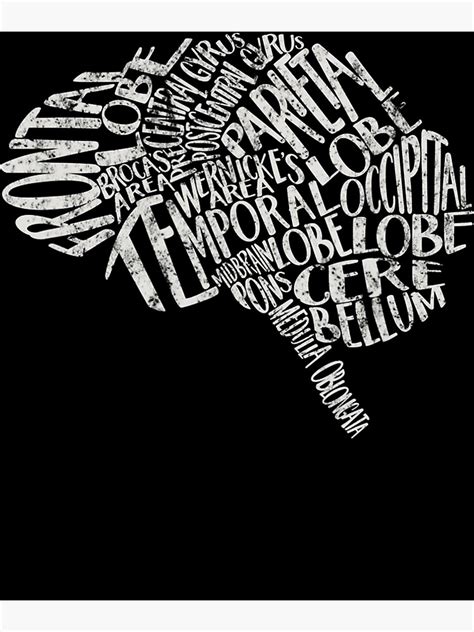 Brain Typography Neuroscience Nurse Poster By Castillo411 Redbubble