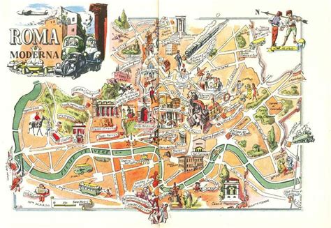 Modern Rome Map Retro Map Decor Map Of Italy Print Old Map Art