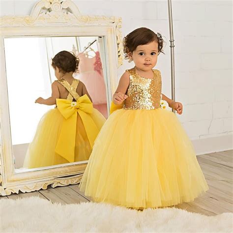 Puffy Bling Gold Sequins Yellow Baby Tutu First Birthday