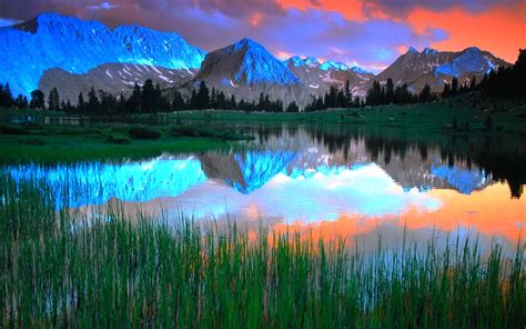 Blue Clouds Landscapes Trees Lakes Reflections Wallpapers Hd