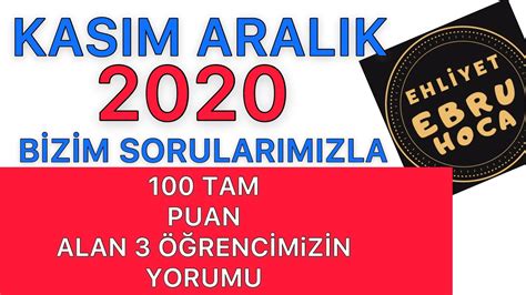 2020 KASIM ARALIK EHLİYET SORULARI EHLİYET SINAV SORULARI 2020