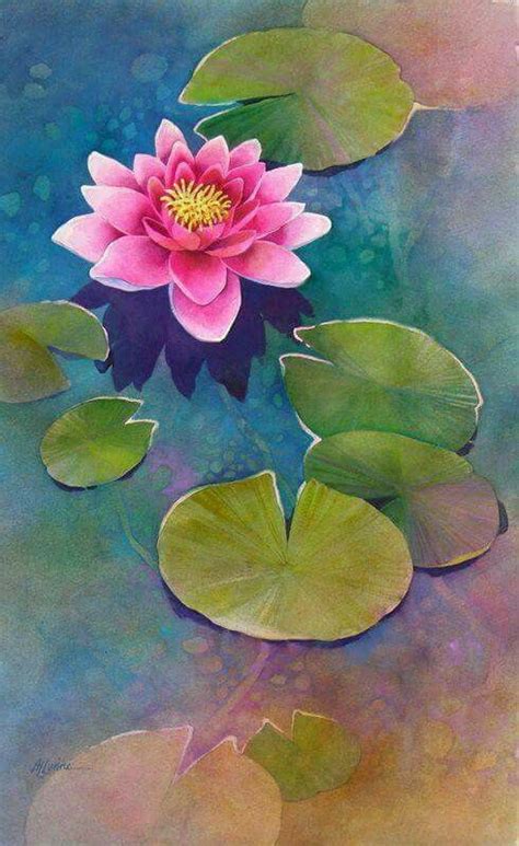 Lily Pads Lotus Flower Painting Flower Painting Lotus Painting