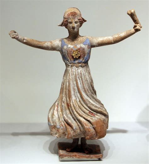Ancient Greek Painted Terracotta Statuette Depicting A Dancer Who