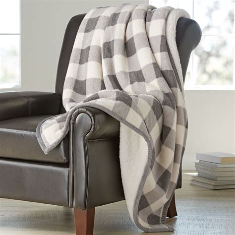 Better Homes And Gardens Printed Sherpa To Sherpa Throw Blanket Grey