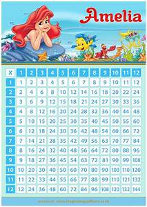 Personalised Ariel The Little Mermaid Times Tables Chart