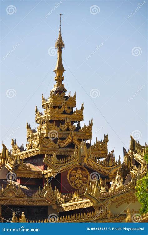 Beautiful Detail Of Shwe Maw Daw Pagodayangonmyanmar Stock Photo