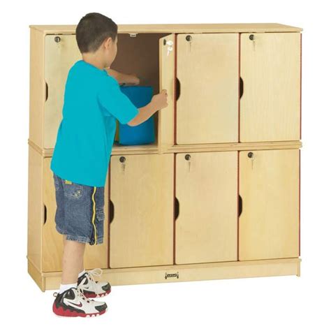 Kids Wood Lockers 4 Wide 2 Tier 8 Lockers Each 10 Wide X 12 Deep