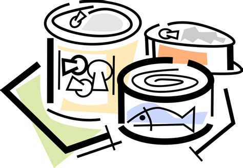 Vector Illustration Of Canned And Packaged Food Goods Canned Food