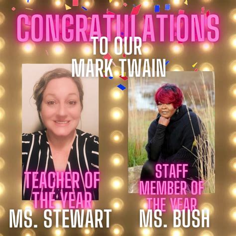 Congratulations To Our Teacher Of The Year And Staff Member Of The Year