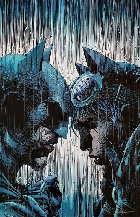 Jim Lee Signed Batman Catwoman Bring On The Rain Dc Giclee On Paper Li