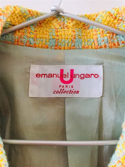 Emanuel Ungaro Vintage Tweed Yellow Blue Checkered Green Wool Etsy