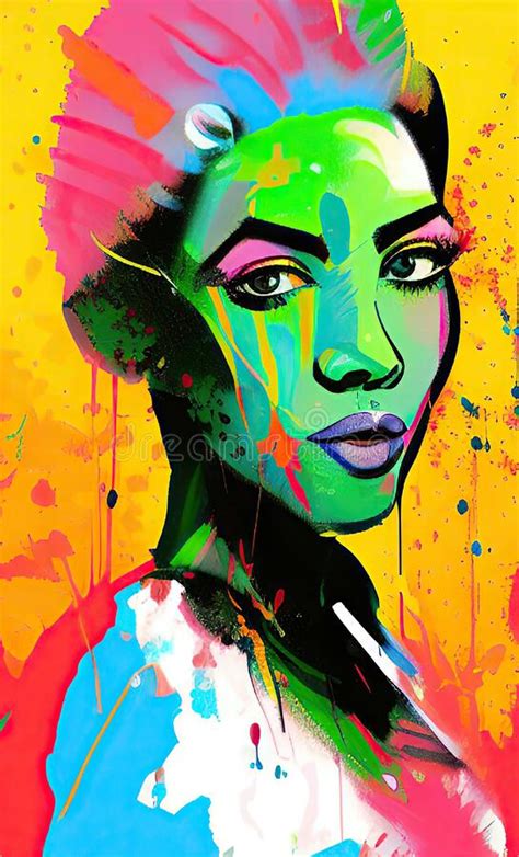Colourful Modern Abstract Woman Face Hand Drawn Digital Art