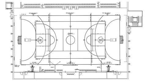 Basket Ball Court Layout Plan Cad File Cadbull