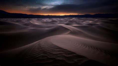 Brown Desert Sand During Nighttime Under Black Blue Cloudy Sky Hd Brown