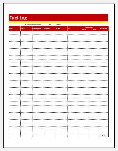 Printable Fuel Log Template For Ms Excel Excel Templates
