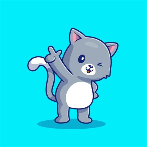 Premium Vector Cute Cat Pointing Cartoon Icon Illustration Animal