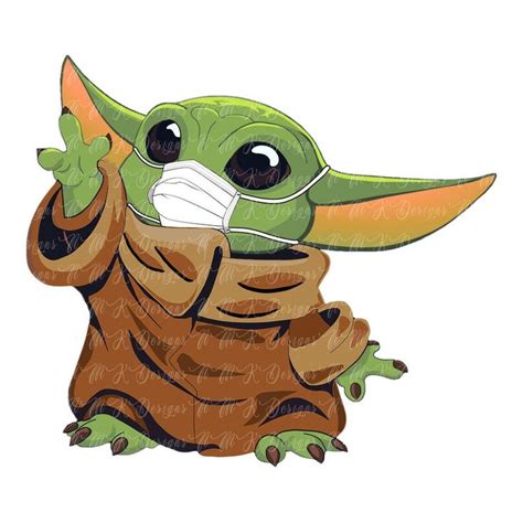 Baby Yoda With Mask Sublimation Designs Png Graphic Design