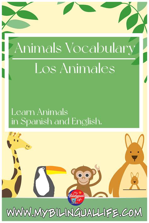 Bilingual Animal Vocabulary My Bilingual Life