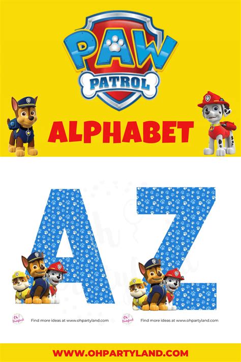 Paw Patrol Alphabet In 2021 Paw Patrol Party Paw Patrol Paw Patrol Birthday Party